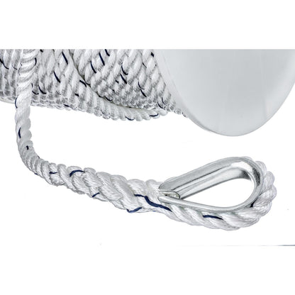 Seachoice 47781 Boat Anchor Line Rope, 3-Strand Twisted, Nylon, White/Blue, 1/2 in. X 250 Ft. -Modern Boat Sales & Service