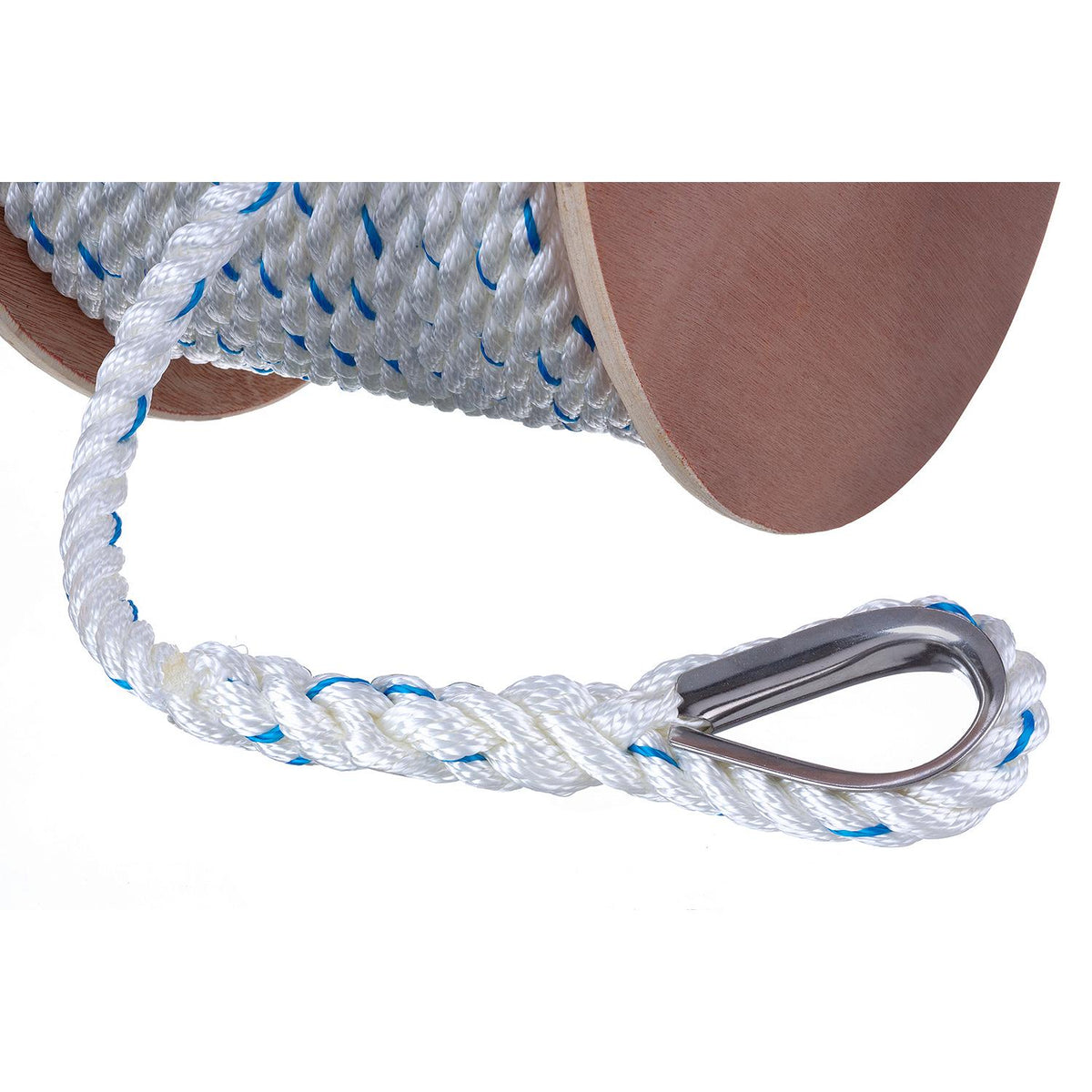 Seachoice 47931 Boat Anchor Line Rope, 3-Strand Twisted, Nylon, White/Blue, 5/8 in. X 250 Ft. -Modern Boat Sales & Service