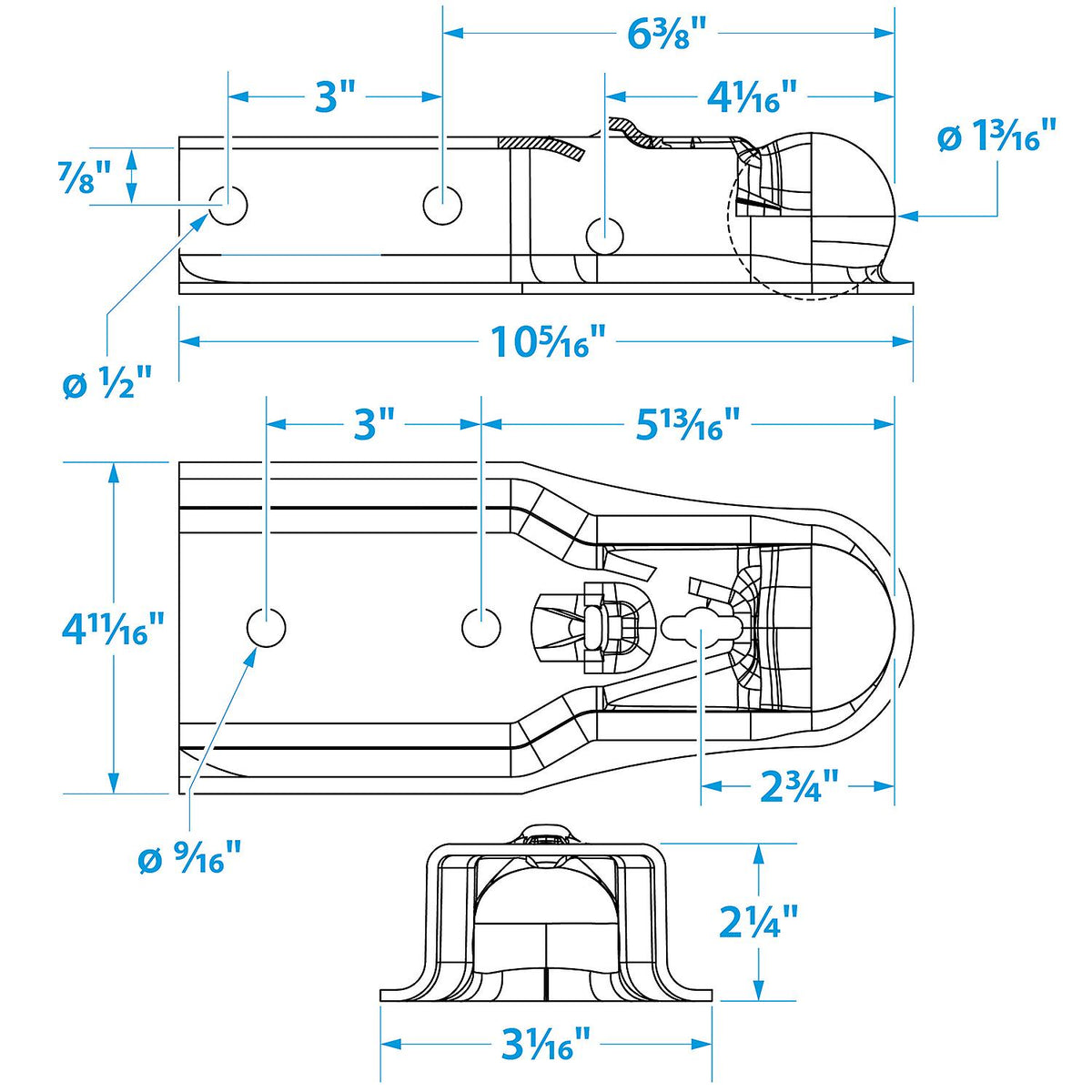 Seachoice Trailer Coupler, 3 in. Straight Tongue, 2 in. Ball Default Title -Modern Boat Sales & Service