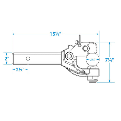 Seachoice 6-Ton Pintle Ball Hitch, 2-5/16 in. Ball, Trailer Towing, Black Default Title -Modern Boat Sales & Service