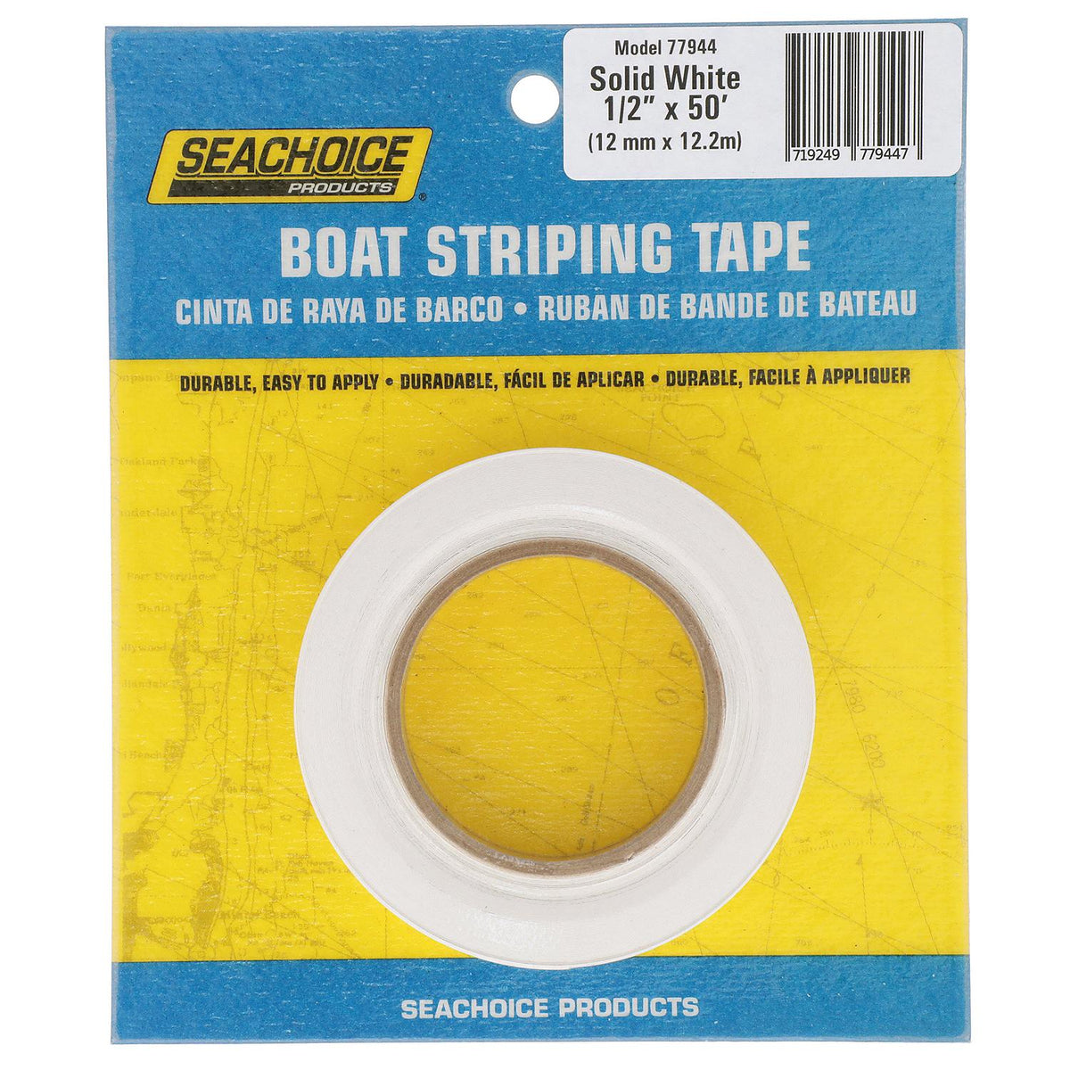 Seachoice Self-Adhesive Boat Striping Tape, 3 Mil Vinyl, 1/2 in. X 50 Ft., White -Modern Boat Sales & Service