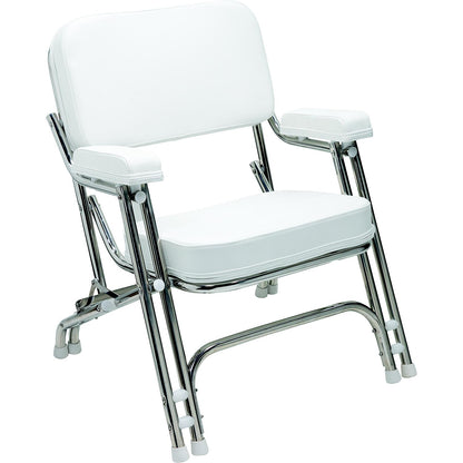 Seachoice 78503 Folding Deck Chair, Aluminum, White -Modern Boat Sales & Service