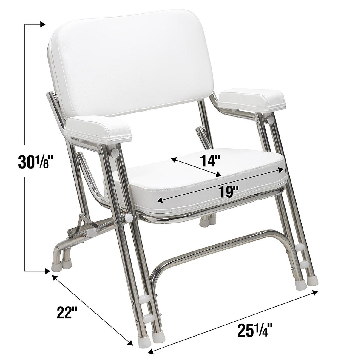 Seachoice 78503 Folding Deck Chair, Aluminum, White Default Title -Modern Boat Sales & Service