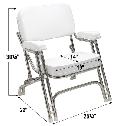 Seachoice 78503 Folding Deck Chair, Aluminum, White Default Title -Modern Boat Sales & Service