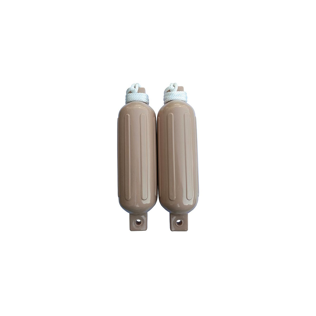 Seachoice 79254 Twin Eye Ribbed Fender Kit (Includes 2 5.5" x 20" Tan Fenders and 2 Matching 3/8 x 5' Fender Lines) -Modern Boat Sales & Service