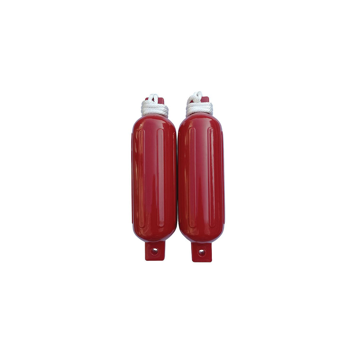 Seachoice 79276 Twin Eye Ribbed Fender Kit (Includes 2 6.5" x 23" Red Fenders and 2 Matching 3/8 x 5' Fender Lines) -Modern Boat Sales & Service