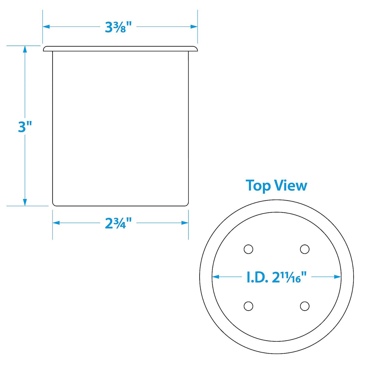 Seachoice Plastic Recessed Drink Holder, 3 in Dia. Hole, Black Default Title -Modern Boat Sales & Service