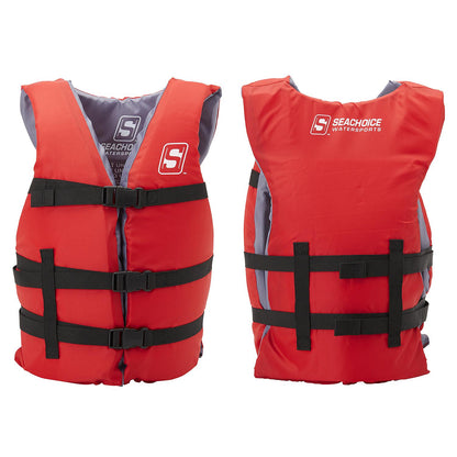 Seachoice General Purpose Life Vest, Adult L, Red, Fits Chest 30-52 in, USCG/TC Approved -Modern Boat Sales & Service