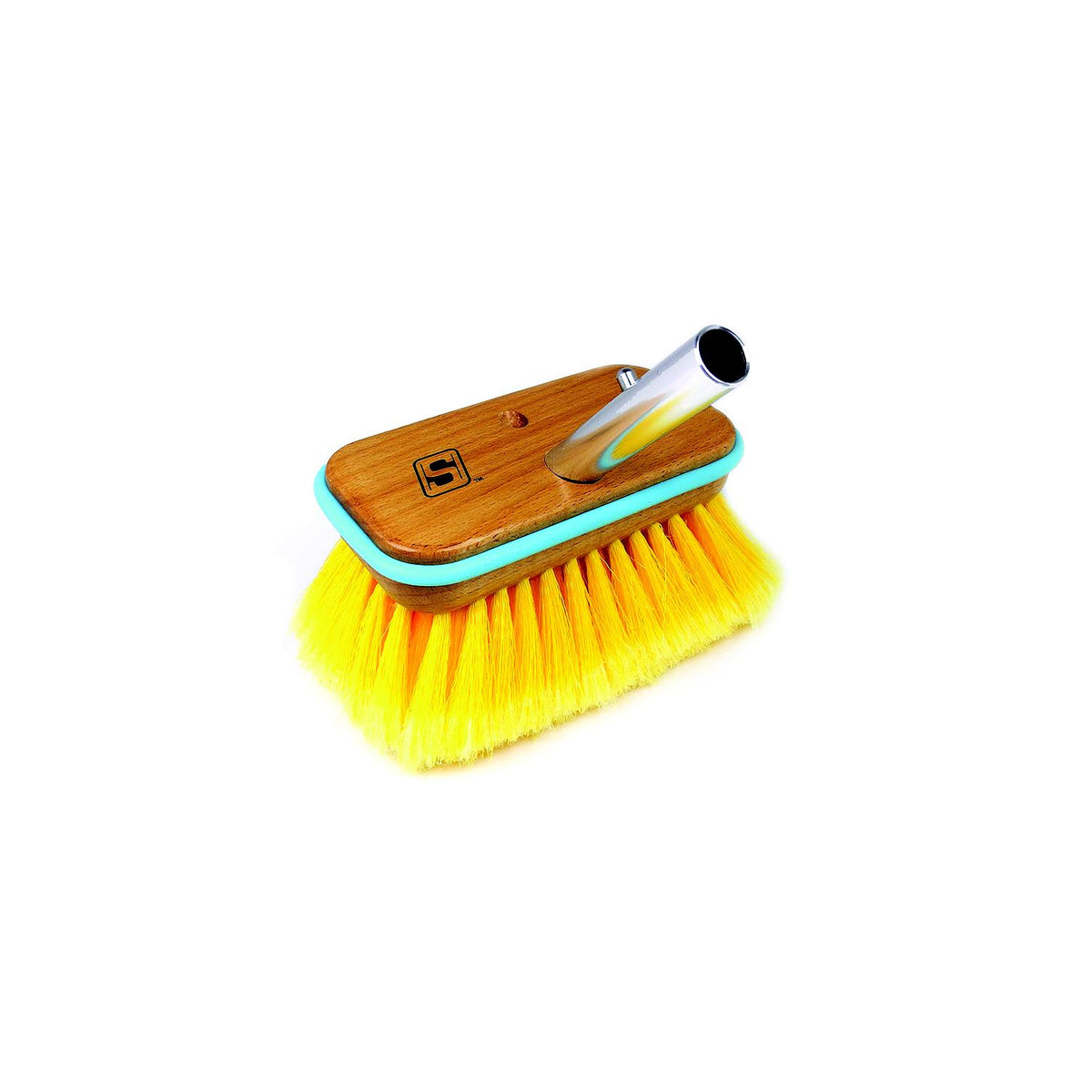 Seachoice 90451 Deck Brush with Bumper - Wood, Size: 6", Soft (Yellow Poly) -Modern Boat Sales & Service