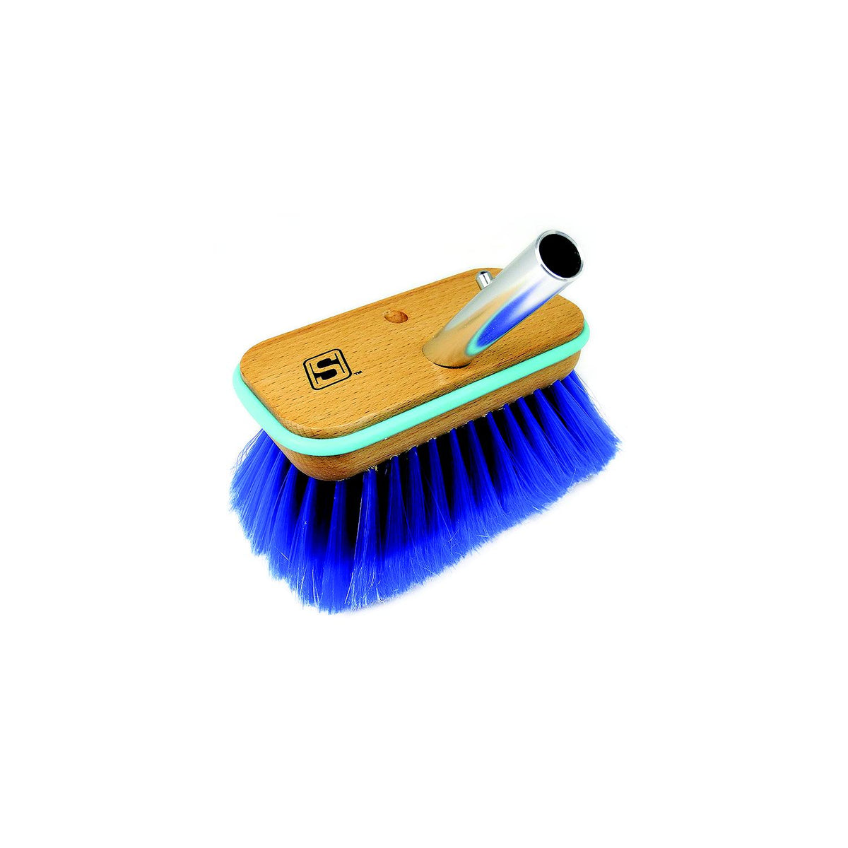 Seachoice 90453 Deck Brush with Bumper - Wood, Size: 6", Extra Soft (Blue Poly) -Modern Boat Sales & Service