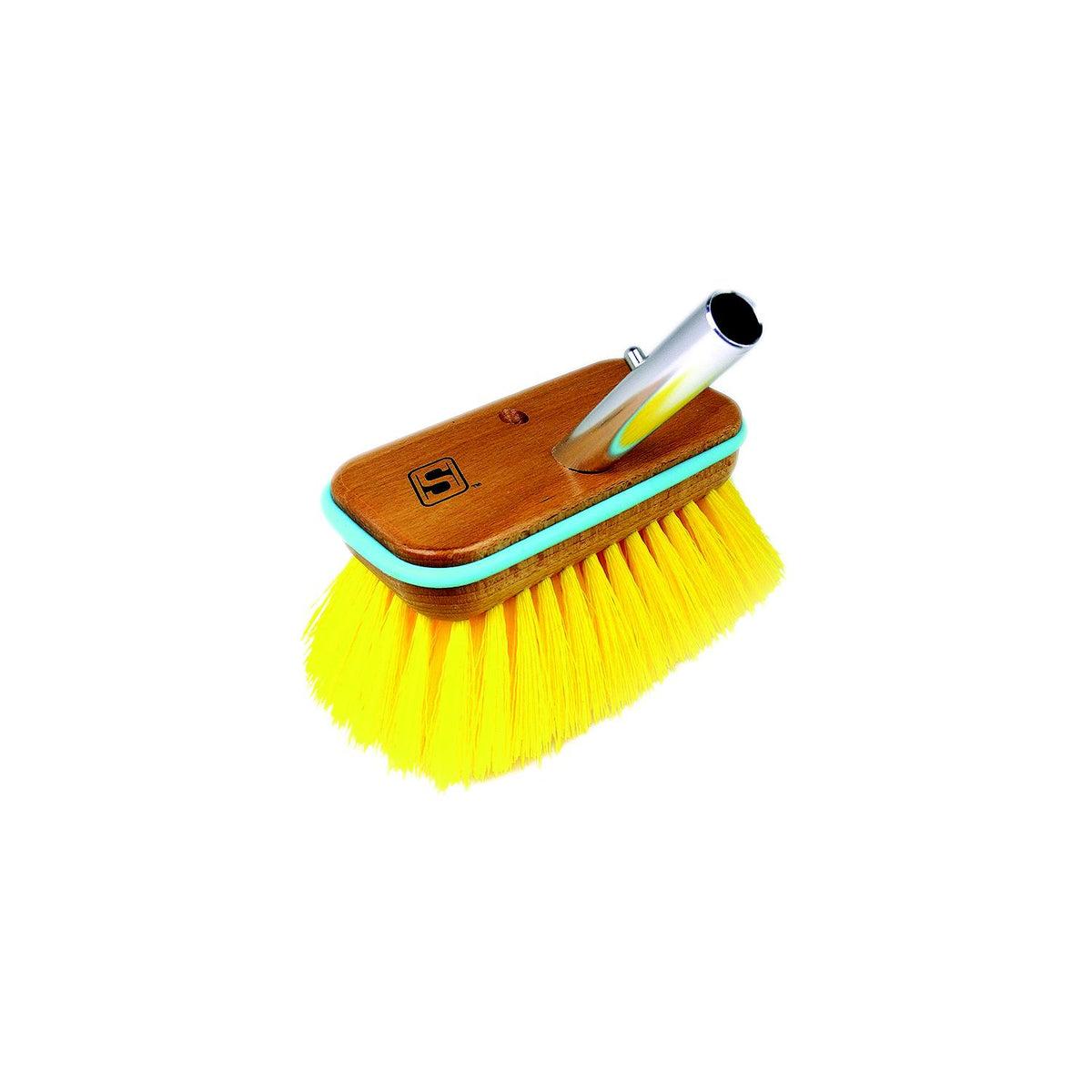 Seachoice 90454 Deck Brush with Bumper - Wood, Size: 6", Medium (Yellow Poly) -Modern Boat Sales & Service