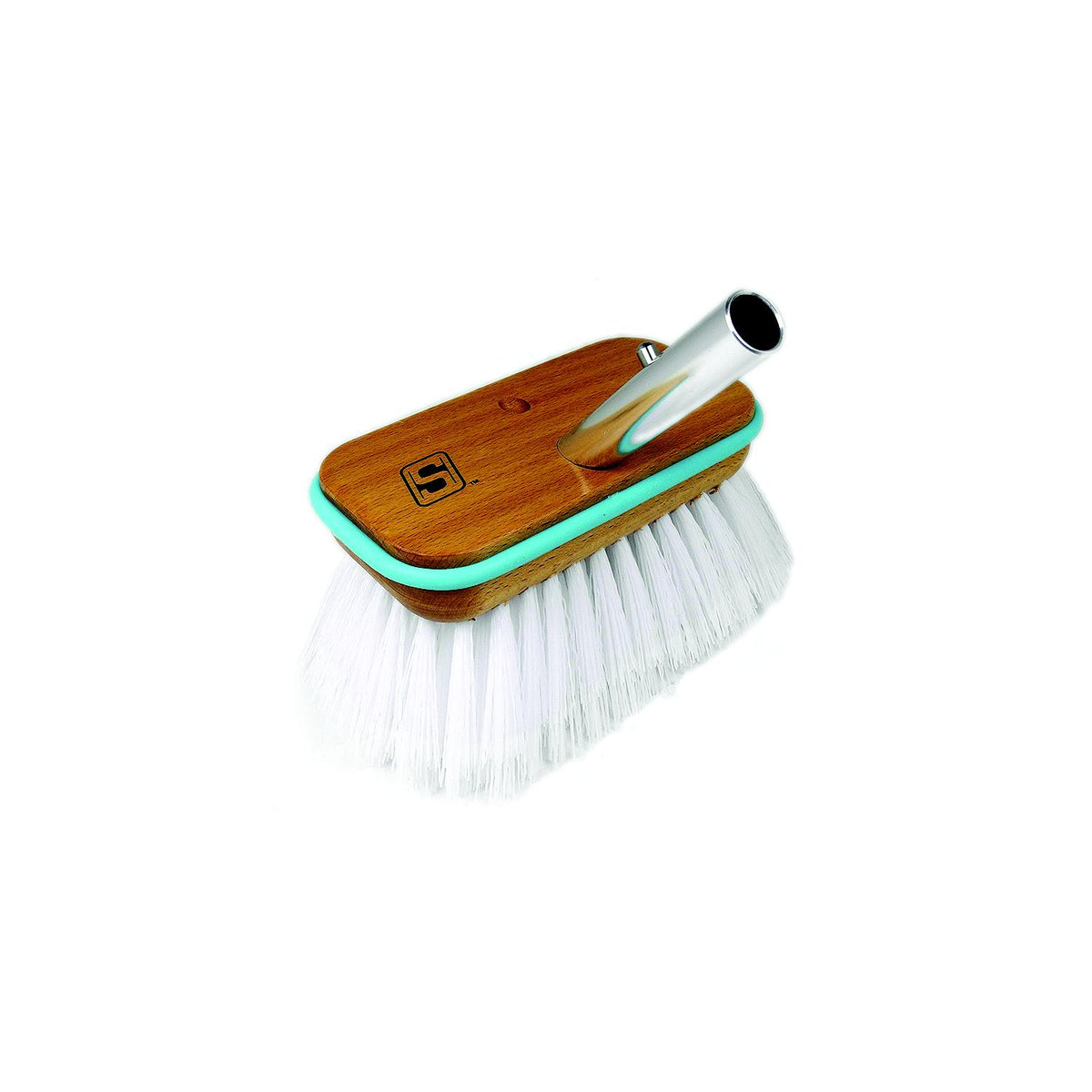 Seachoice 90456 Deck Brush with Bumper - Wood, Size: 6", Stiff (White Poly) -Modern Boat Sales & Service