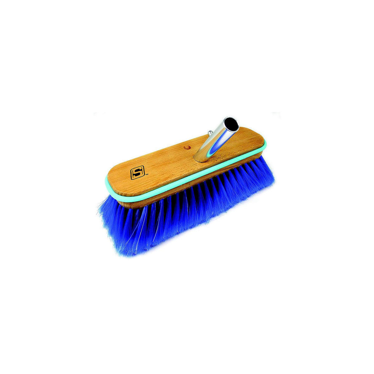 Seachoice 90461 Deck Brush with Bumper - Wood, Size: 10", Extra Soft (Blue Poly) -Modern Boat Sales & Service