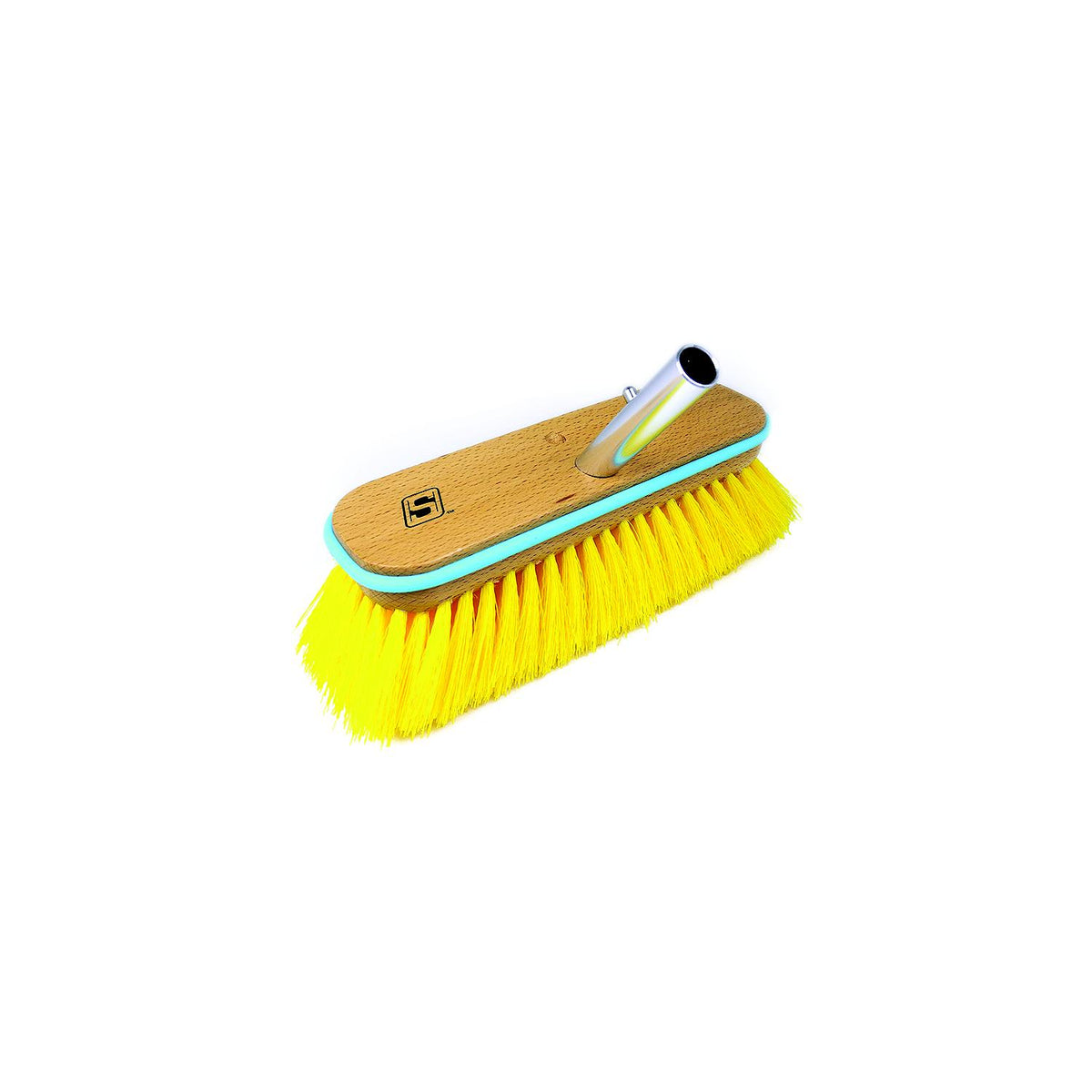 Seachoice 90464 Deck Brush with Bumper - Wood, Size: 10", Medium (Yellow Poly) -Modern Boat Sales & Service