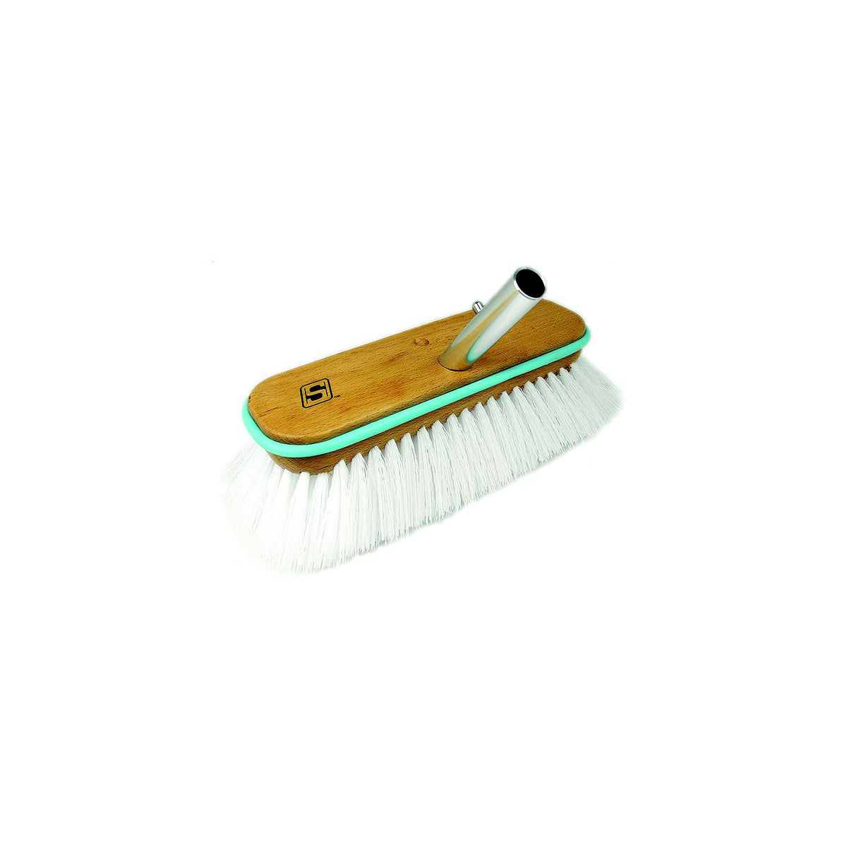 Seachoice 90466 Deck Brush with Bumper - Wood, Size: 10", Stiff (White Poly) -Modern Boat Sales & Service