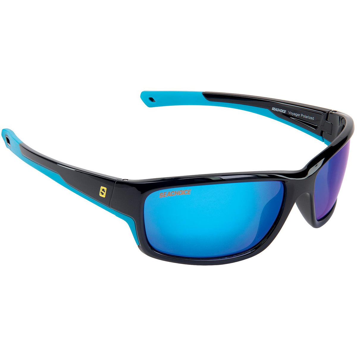 Seachoice 98803 "Voyager" Polarized Sunglasses, Frame: Shiny Black, Lens: Blue Mirror -Modern Boat Sales & Service