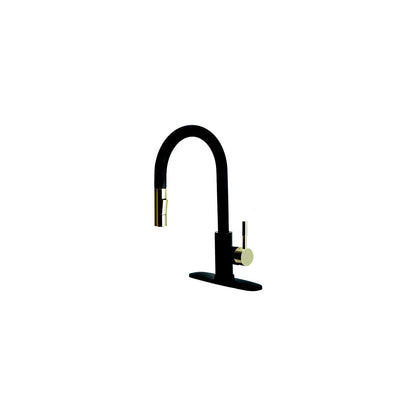 Dura Faucet DFMK530SLKMBSN Streamline Pull-Down Kitchen Faucet, Matte Black - Satin Nickel Default Title -Modern Boat Sales & Service