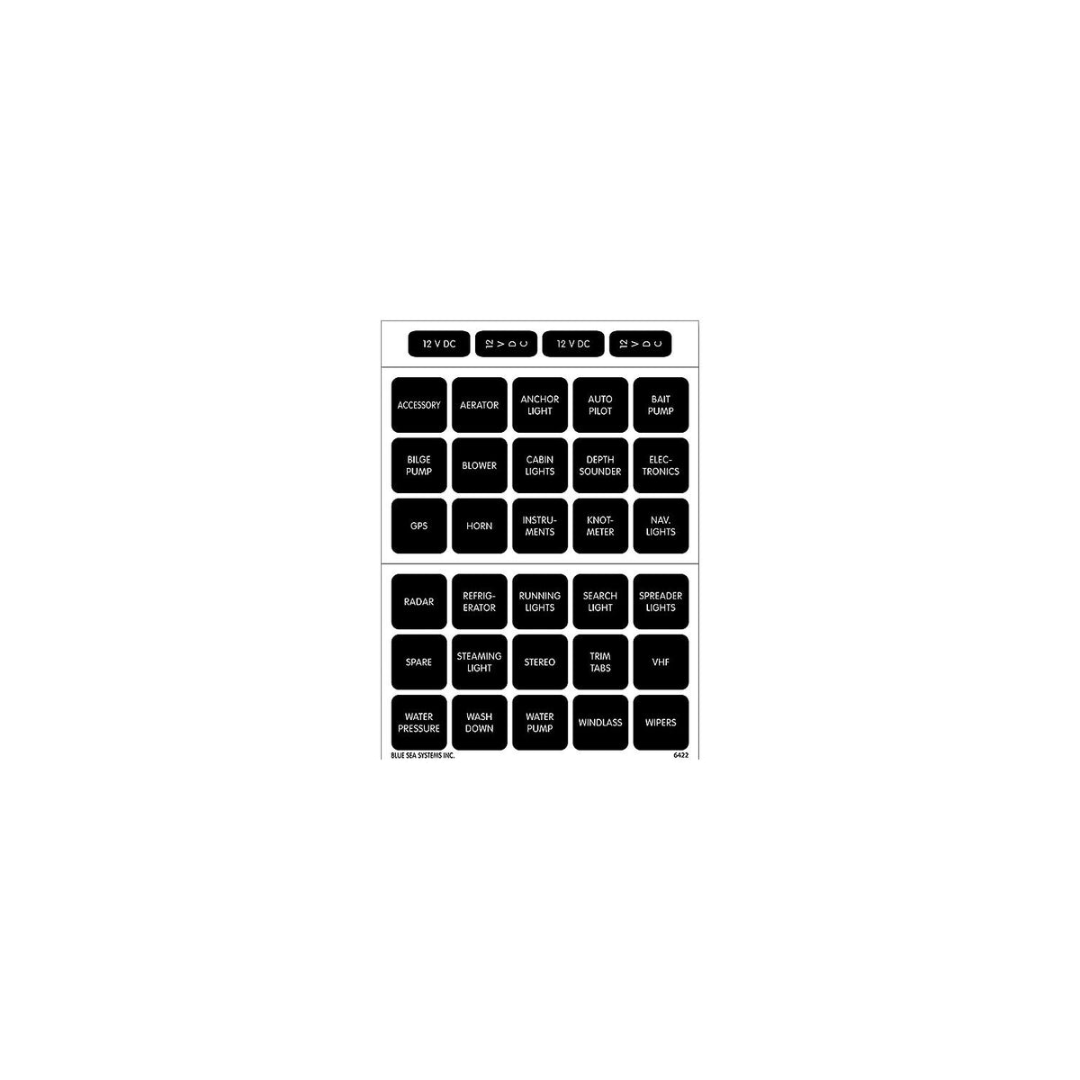 Blue Sea 4217 Waterproof Square Format Label Kit, 120 Label DC Set -Modern Boat Sales & Service