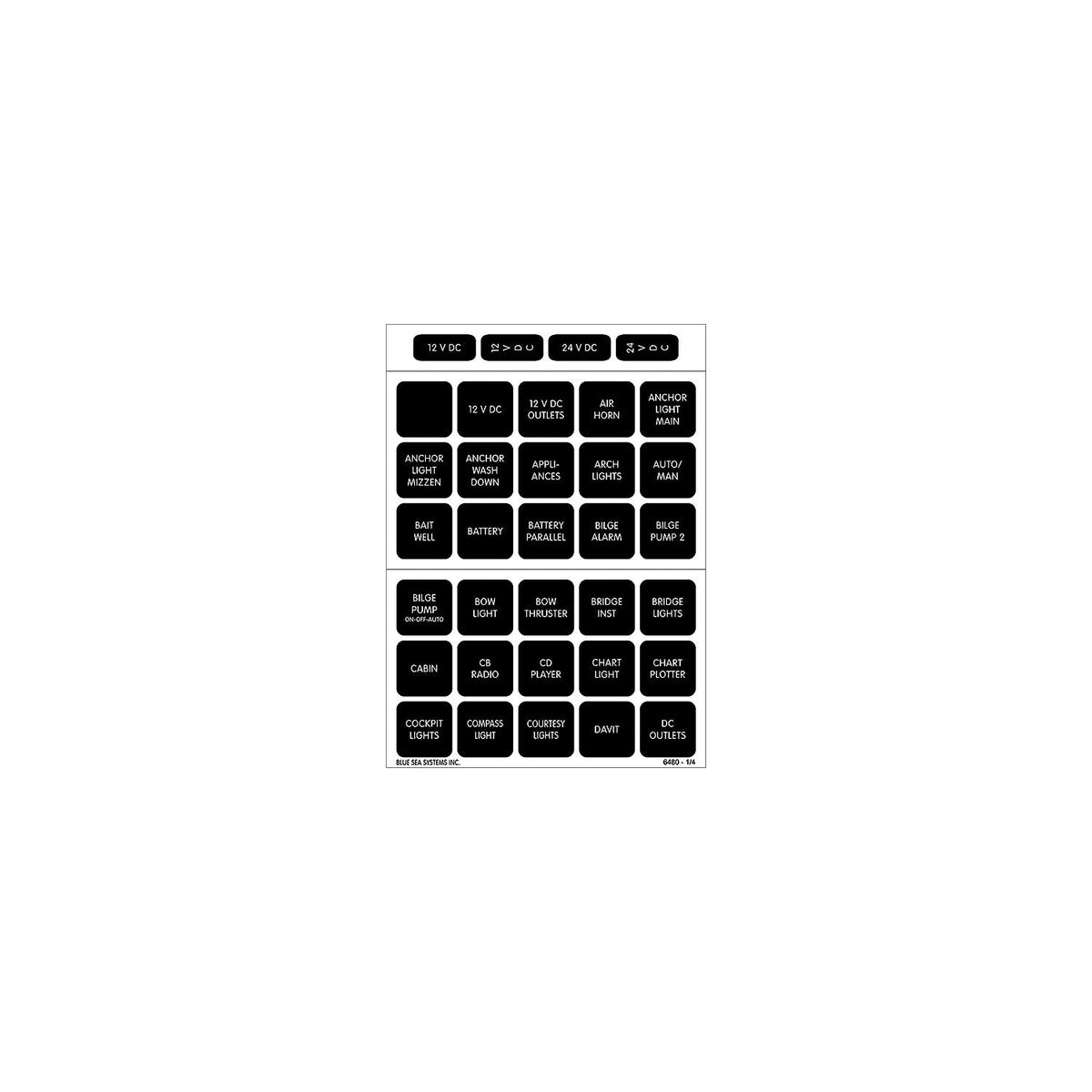 Blue Sea 4217 Waterproof Square Format Label Kit, 120 Label DC Set Default Title -Modern Boat Sales & Service