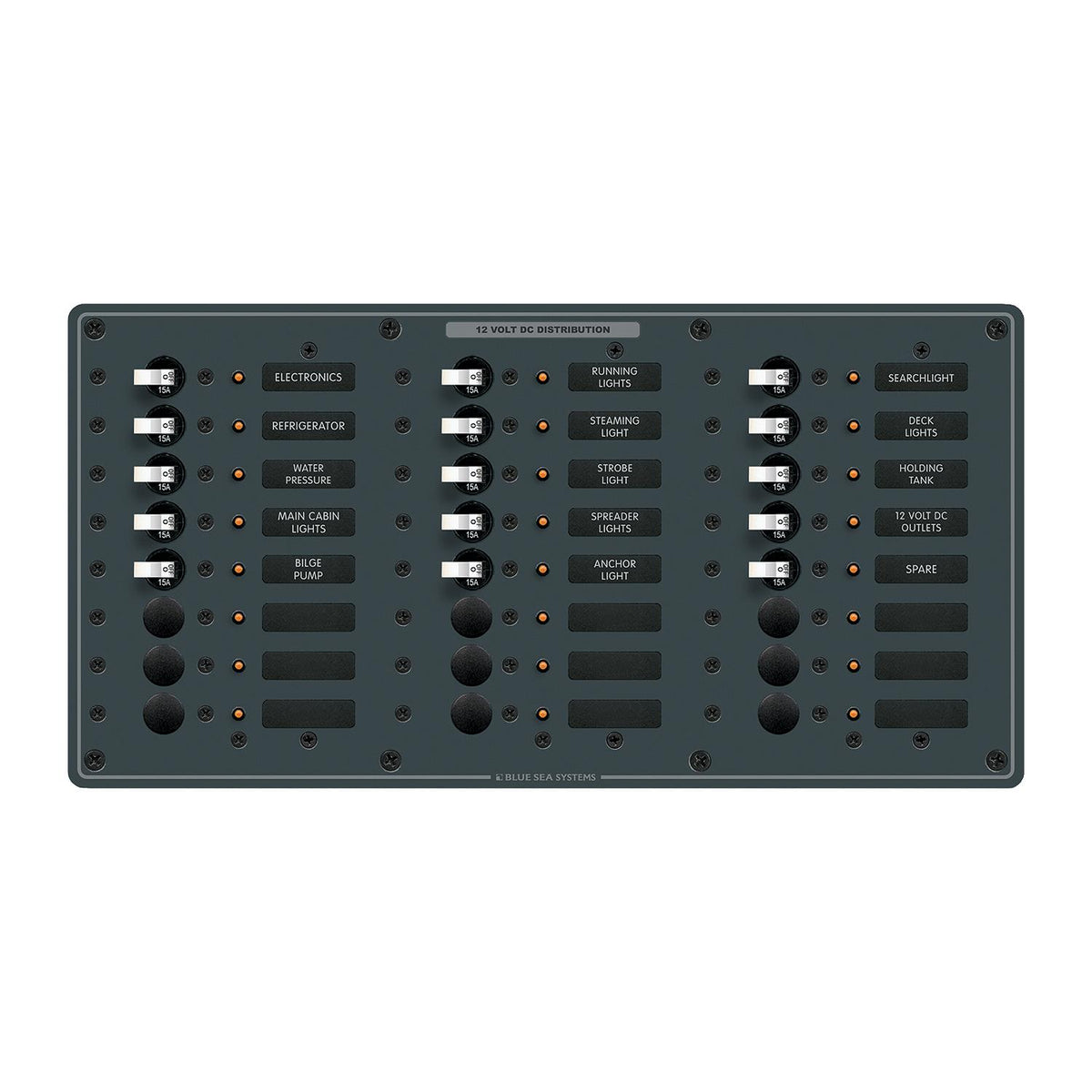 Blue Sea Systems 8264 Traditional Metal DC Circuit Breaker Panel - 24 Positions -Modern Boat Sales & Service