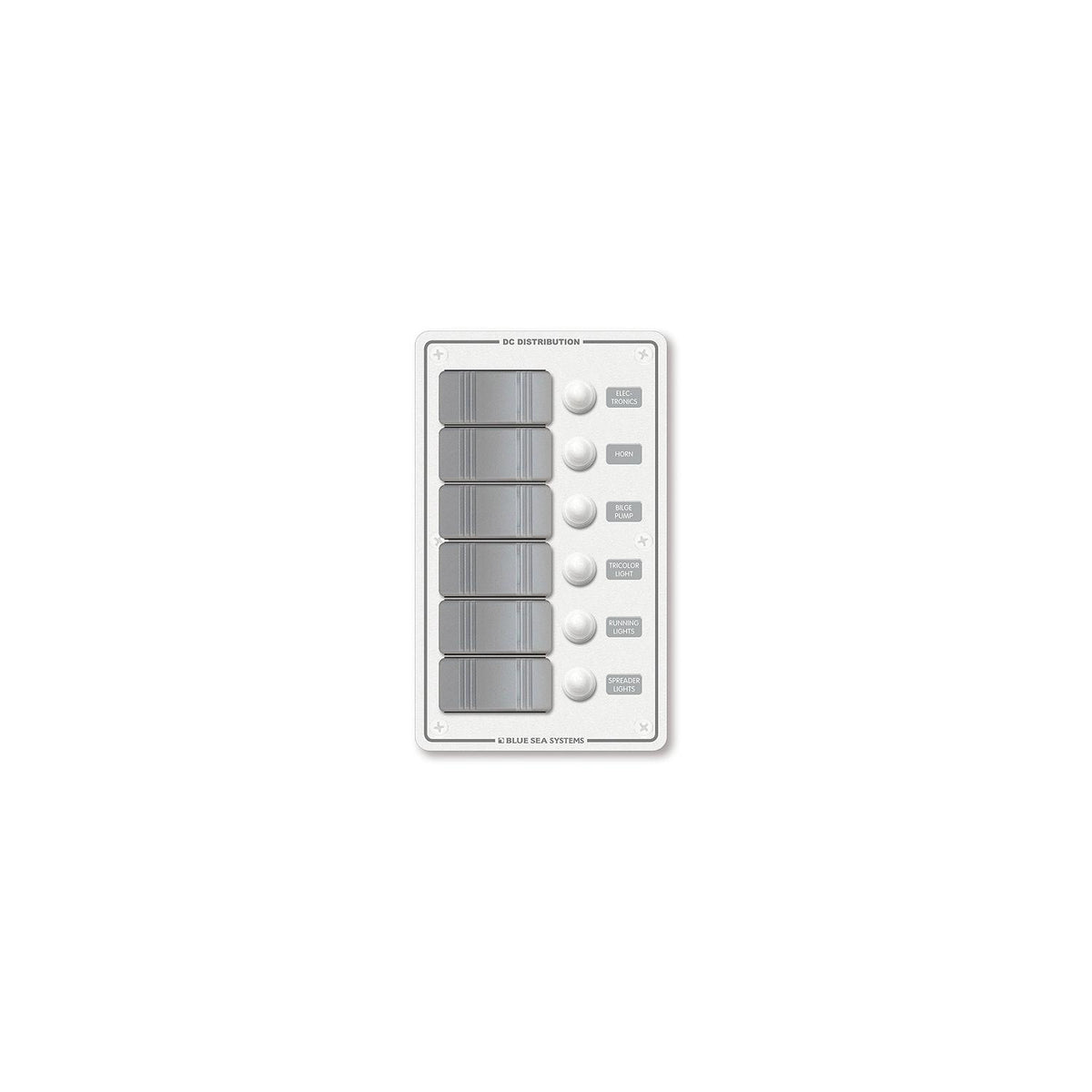Blue Sea Systems 8273 Contura Water Resistant 12V DC Circuit Breaker Panel - 6 Positions, White -Modern Boat Sales & Service