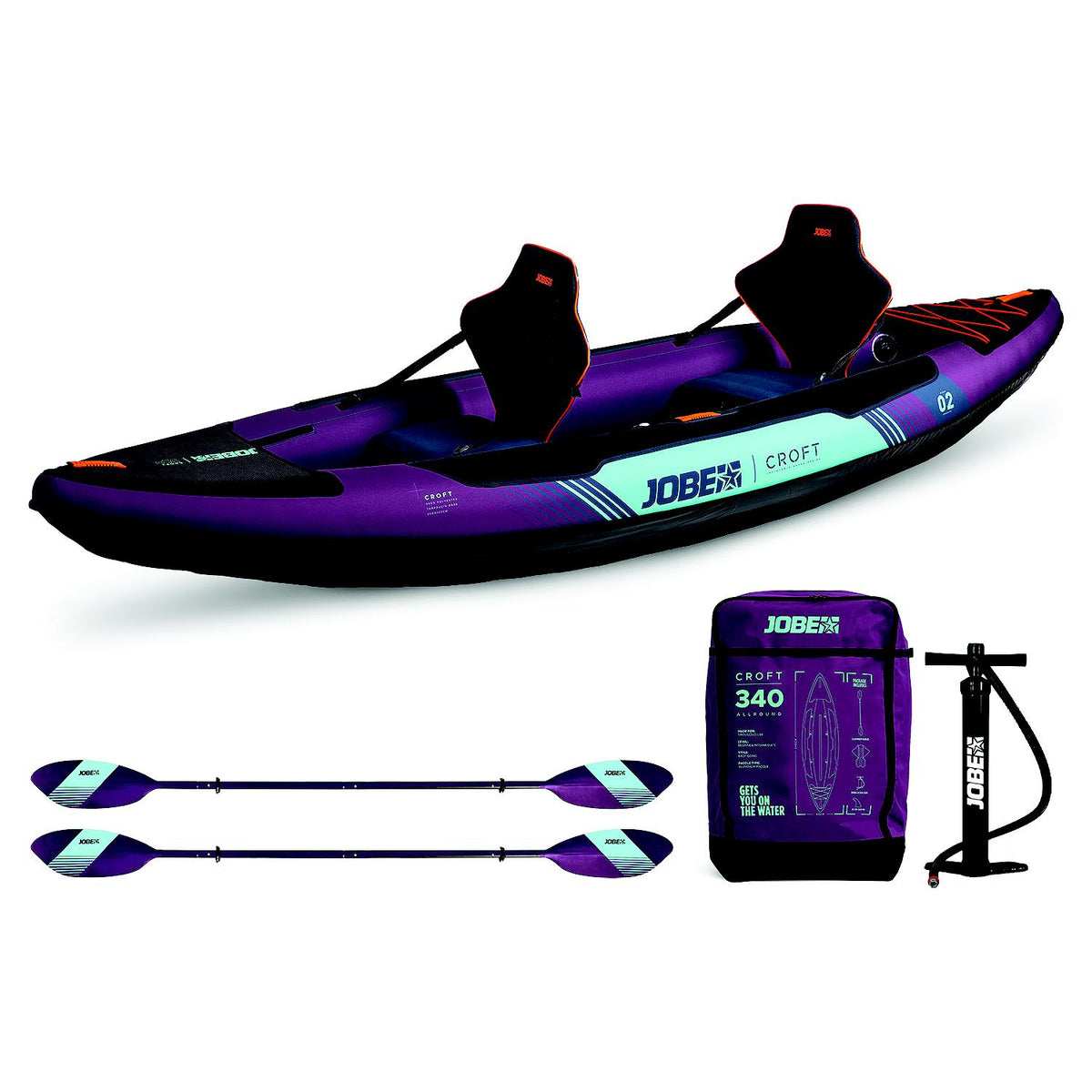 Jobe 600025001PCS Croft Inflatable Kayak Package 11 ft 2") length X 35" width -Modern Boat Sales & Service