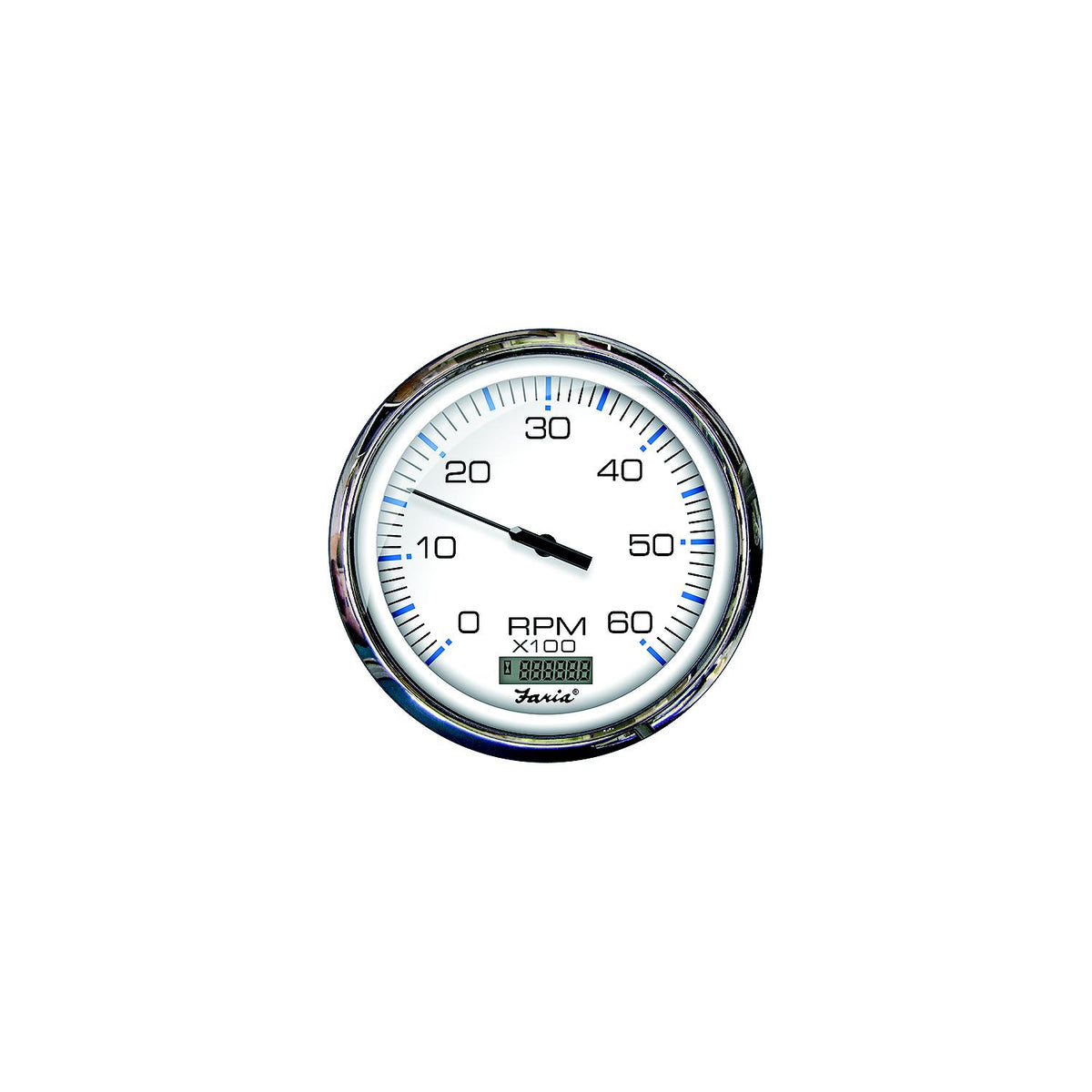 Faria F33863 Chesapeake White Stainless Steel Gauge: Tachometer w/Hourmeter, 0-6000 RPM, Gas Inboard -Modern Boat Sales & Service