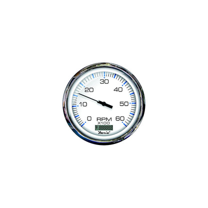 Faria F33863 Chesapeake White Stainless Steel Gauge: Tachometer w/Hourmeter, 0-6000 RPM, Gas Inboard -Modern Boat Sales & Service