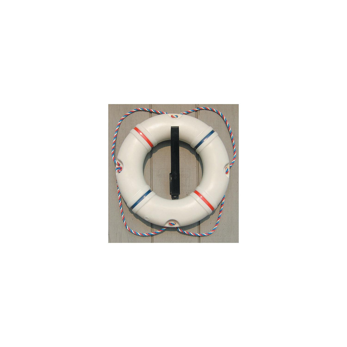 Dock Edge Recreational Decorative Ring Buoy 19" White With Red/White/Blue Rope -Modern Boat Sales & Service