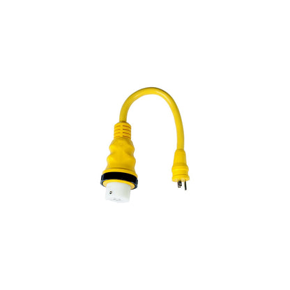 Marinco Standard Pigtail Adapter Dock Side Male 15A 125V Straight Blade With Locking Screw to Female 50A 125/250V Locking With Sealing Collar System Default Title -Modern Boat Sales & Service