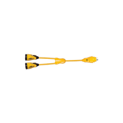 Marinco Y30-2-30 EEL "Y" Adapter Dock Side Male 30A 125V Locking to Boat Side Female 2-30A/125V Locking With Sealing Collar System Default Title -Modern Boat Sales & Service