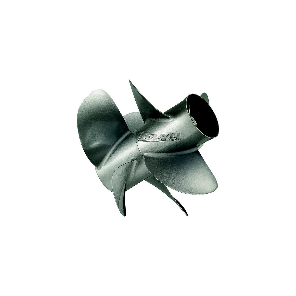 8M0123403 Bravo Three 14.3" diameter X 21" pitch, 3-Blade Stainless Steel Propeller, Right Hand Rotation, Matte Finish -Modern Boat Sales & Service