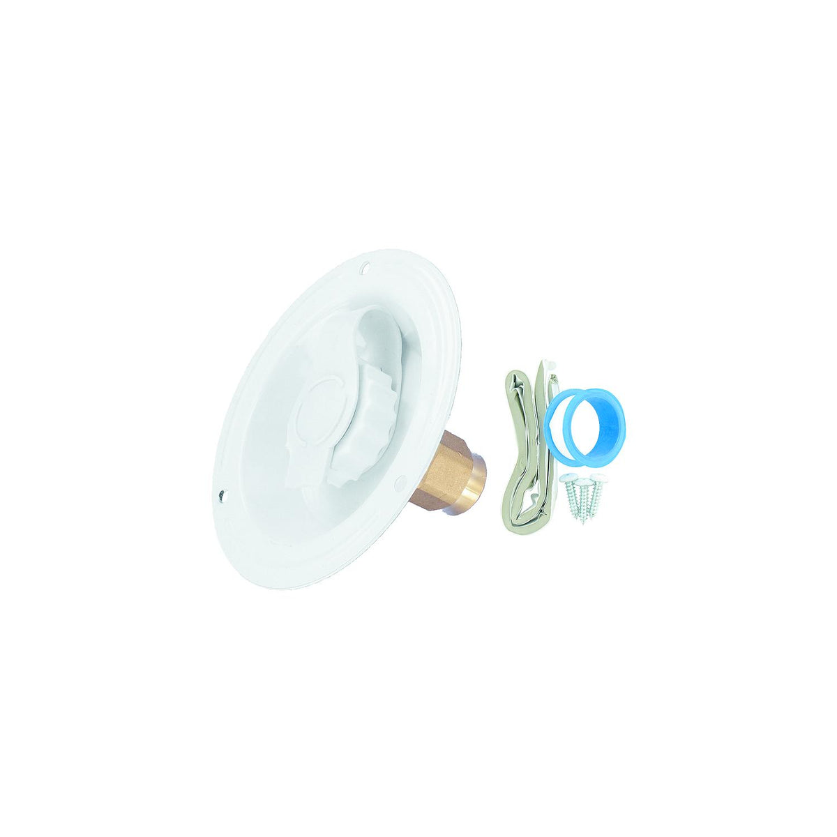 Valterra Brass Check Valve 1/2" FPT Recessed RV Water Inlet & Includes Tape, Male Nipple & Hardware, White, Carded -Modern Boat Sales & Service