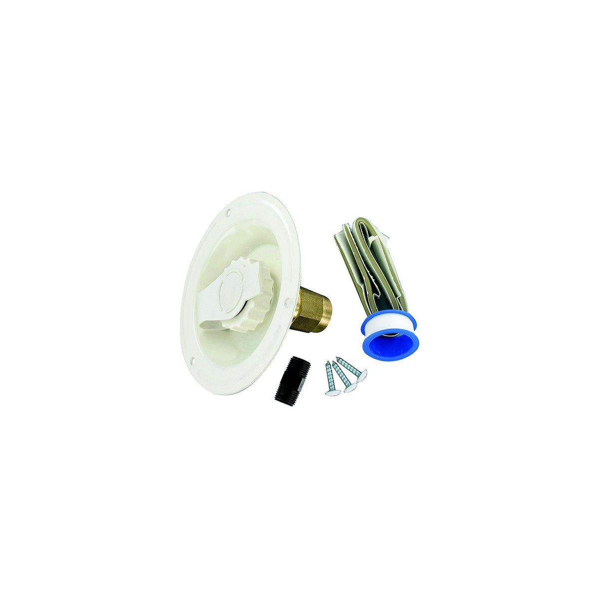 Valterra Brass Check Valve 1/2" FPT Recessed RV Water Inlet & Includes Tape, Male Nipple & Hardware, Colonial White, Carded -Modern Boat Sales & Service