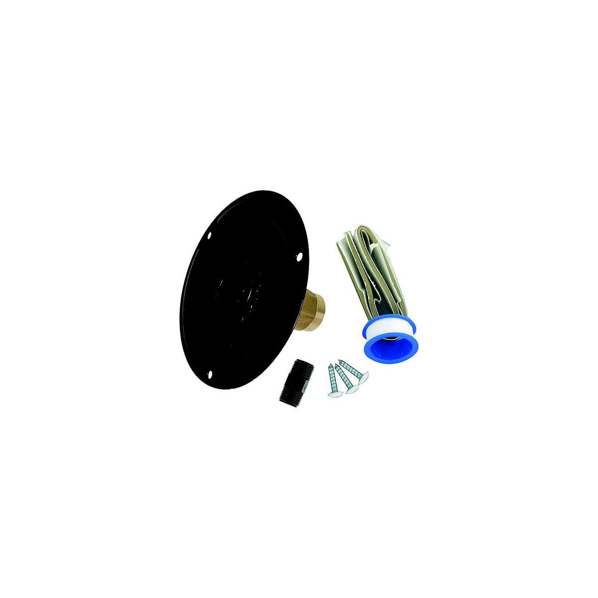 Valterra Brass Check Valve 1/2" FPT Recessed RV Water Inlet & Includes Tape, Male Nipple & Hardware, Black, Carded -Modern Boat Sales & Service