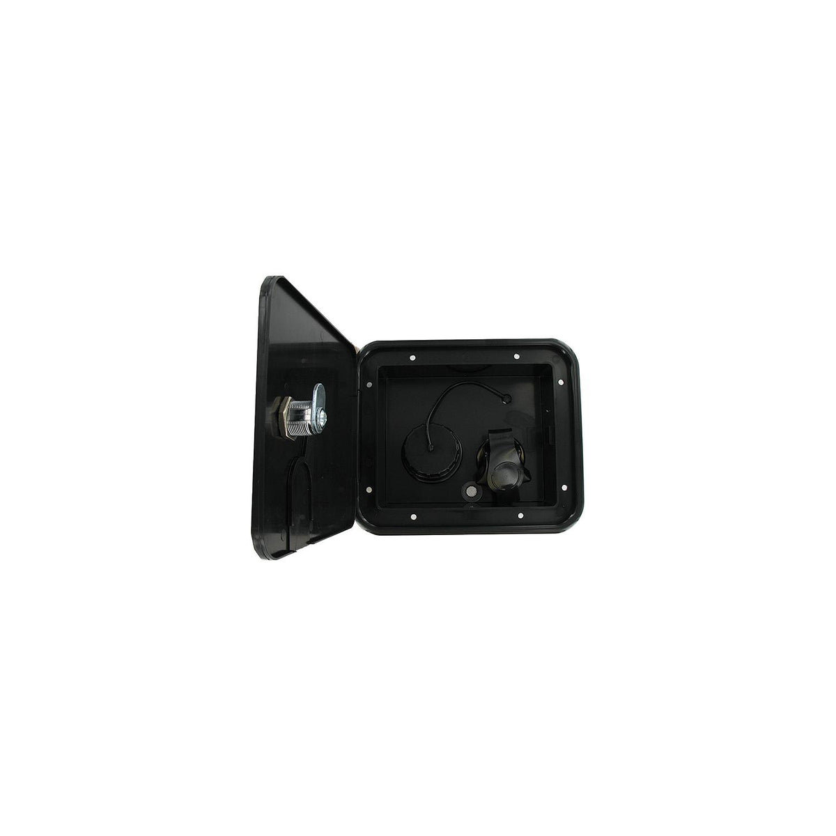 Valterra Gravity Plastic City 1/2" Air Vent RV Water Inlet & Lockable Hatch & Includes Hardware & Installation Tape, Black -Modern Boat Sales & Service