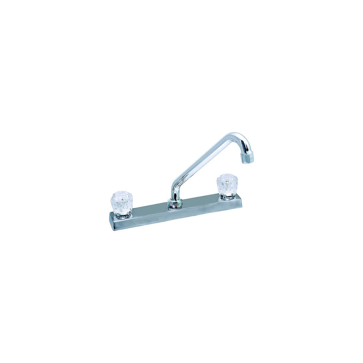 Valterra Phoenix PF211325 Chrome Finish Two Handle 8" RV Kitchen Faucet with Hi-Rise Tubular Spout & Clear Acrylic Knobs -Modern Boat Sales & Service