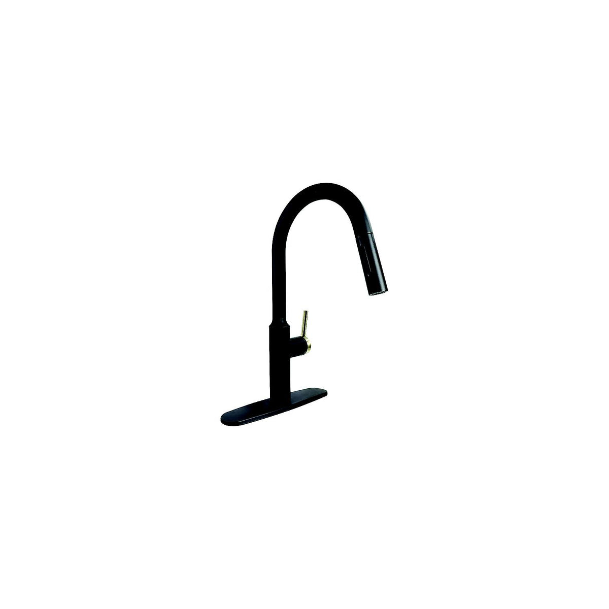 800-PF231780 8" Premium Slimline Single Handle Pull Down Kitchen Faucet, Matte Black w/Gold Handle -Modern Boat Sales & Service