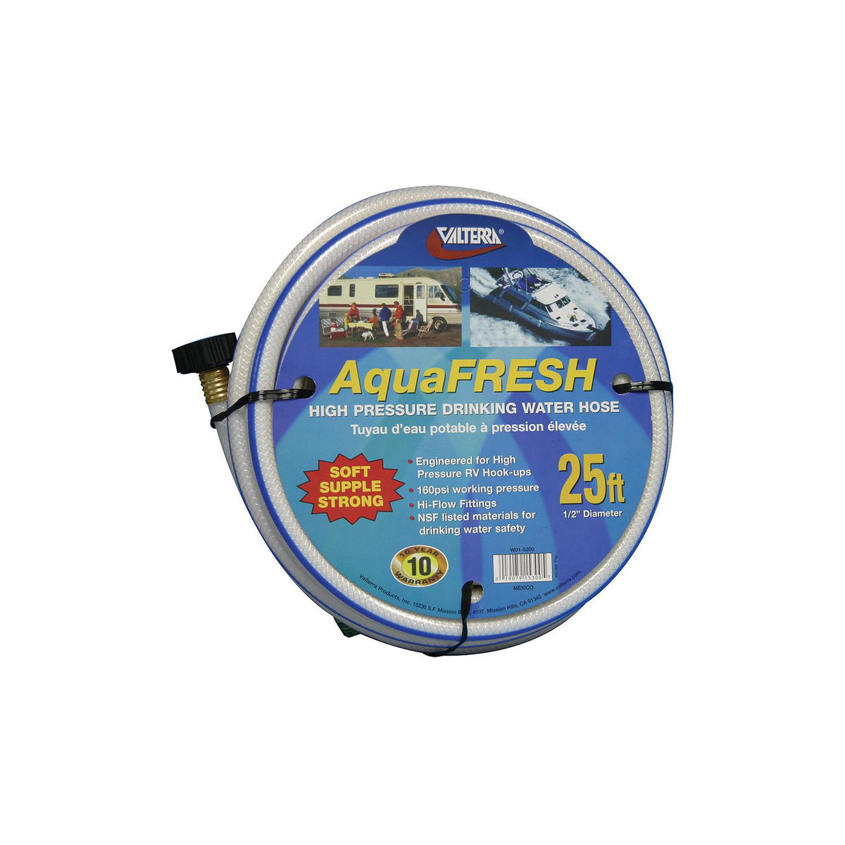 AquaFresh Drinking Water Hose, 1/2" x 10' White -Modern Boat Sales & Service