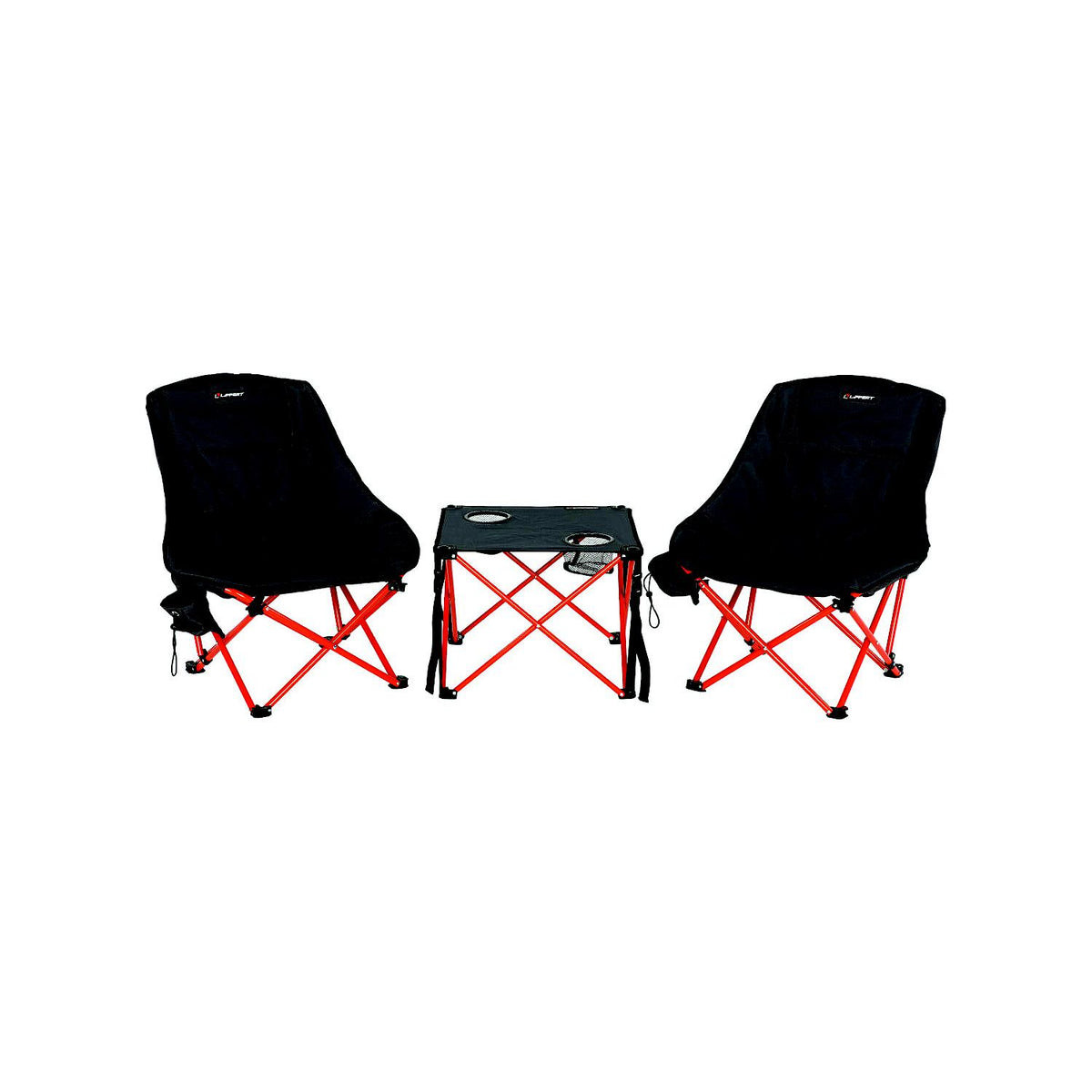 Lippert 2023053719 Bajaâ„¢ Overlanding Chair & Table Set - Dark Grey / Red, 250 lbs. (Chair) 45 lbs. (Table), 24" x 24" x 28-1/2"- Chair 19" x 19" x 15"- Table -Modern Boat Sales & Service