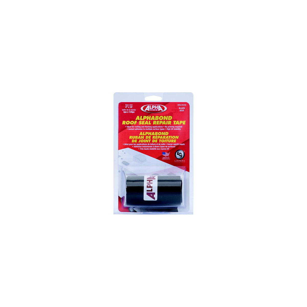 Alpha Systems 862409 All-Purpose Butyl Tape, 4" x 10', Black Default Title -Modern Boat Sales & Service