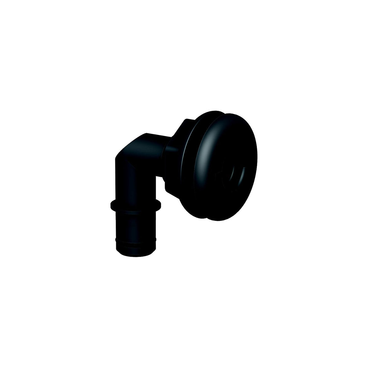 Flow-Rite MA027QLB Qwik-Lok Thru-Hull Fitting, 3/4", Black, Elbow Flanged -Modern Boat Sales & Service