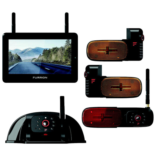 Furrion 2021124366 Vision SÂ®+ RV Observation System - 7" Monitor, Side Cameras with LED Marker Lights, Sharkfin Camera, Rear Camera with LED Marker Light -Modern Boat Sales & Service