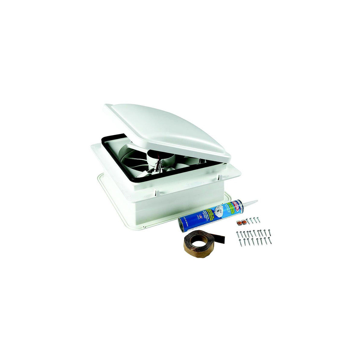 Furrion 2023042193 RV Roof Vent Fan with Lid Install Kit, White, 14" -Modern Boat Sales & Service