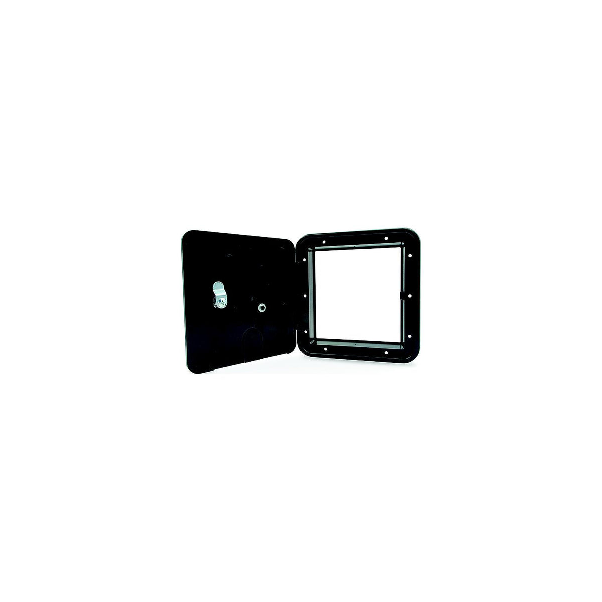 B and B Molders 94338 Square Electric Cable Hatch, Large w/Open Back and Key Lock, Black -Modern Boat Sales & Service
