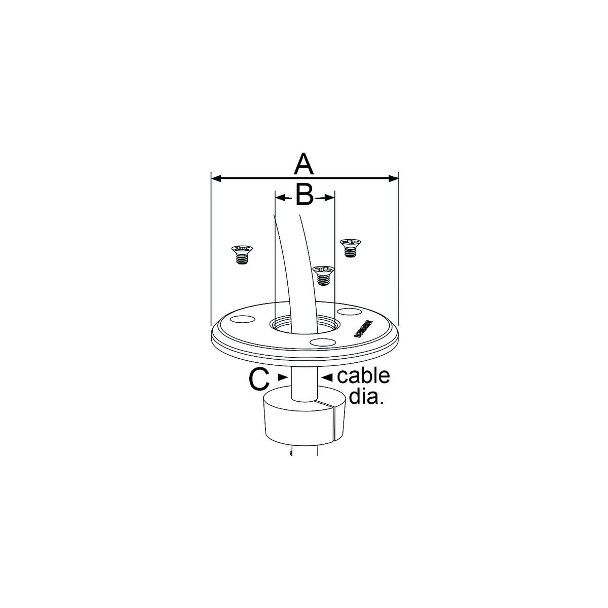 Scanstrut DSLP21AS Low Profile Cable Seal, Stainless Steel, fits 4-9mm cable Default Title -Modern Boat Sales & Service