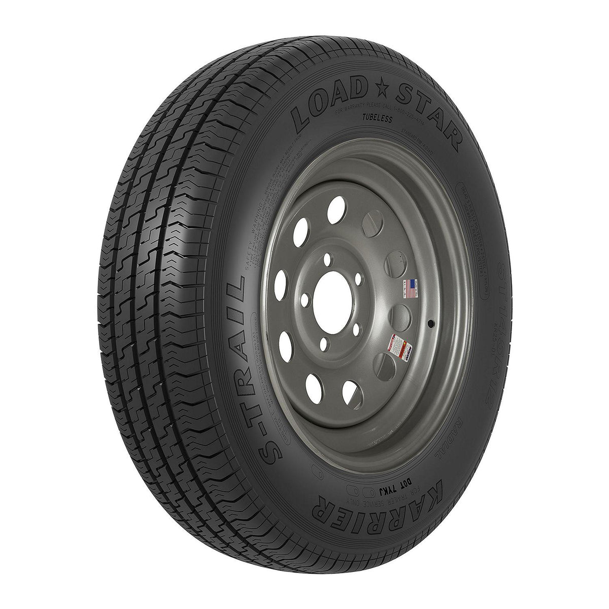 Loadstar Tires 31218HD 12" Bias and St Radial Tire and Wheel Assemblies - 5 on 4-1/2, Galvanized, 1520 lbs., 10 Ply's, ST145/R-12 KR25 Radial, Modular w/ Offset -Modern Boat Sales & Service