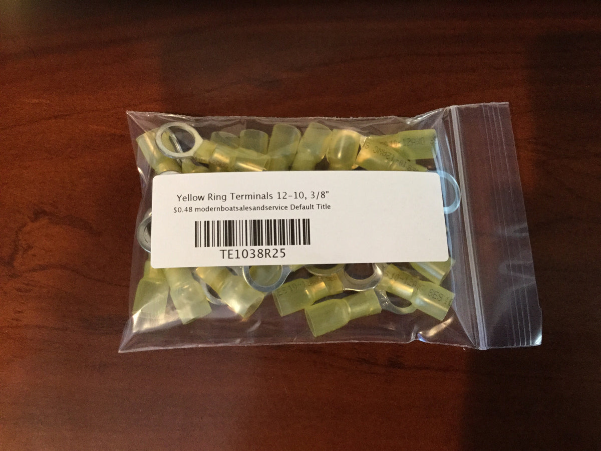Big Ring Terminals Yellow 12-10, 3/8" per 20 / F3-DRAWER#20 -Modern Boat Sales & Service